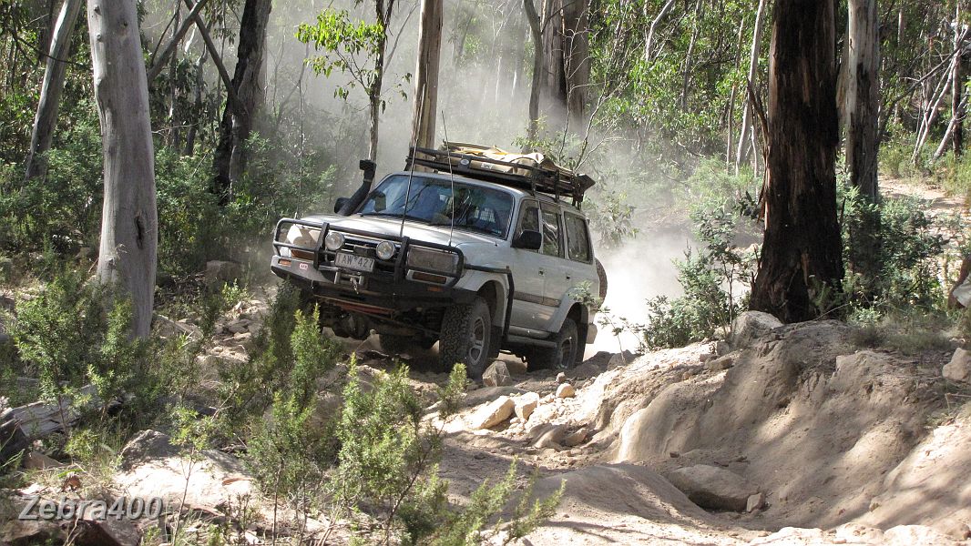 35-Gerry Gee negotiates the rocky Cobberas Trail.JPG
